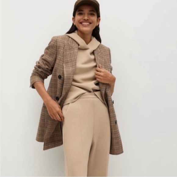 Mango Woman’s Doubled Breasted Plaid Blazer| Wool Blend - Picture 2 of 7